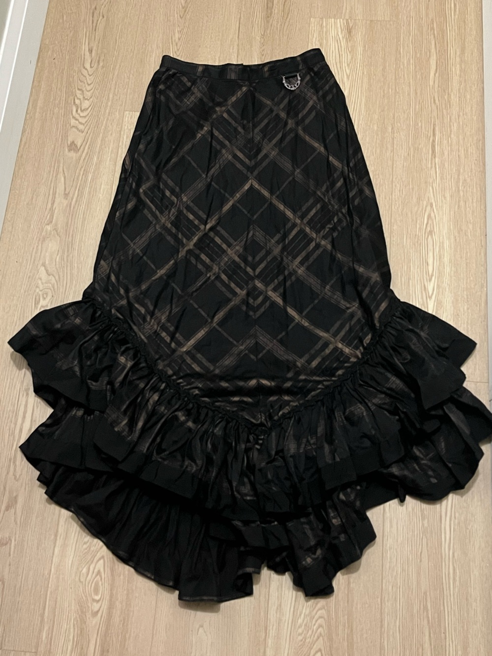 RARE VINTAGE Lip Service Step In Time Westing Manor Plaid Sateen Ruffle Skirt, M